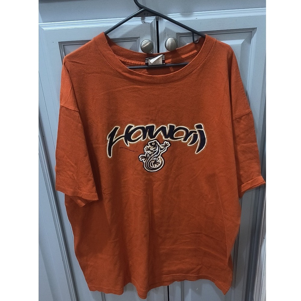 Vintage 90s Magic Johnson Ts Hawaii Gecko T Shirt Single Stitch Orange XL 1997